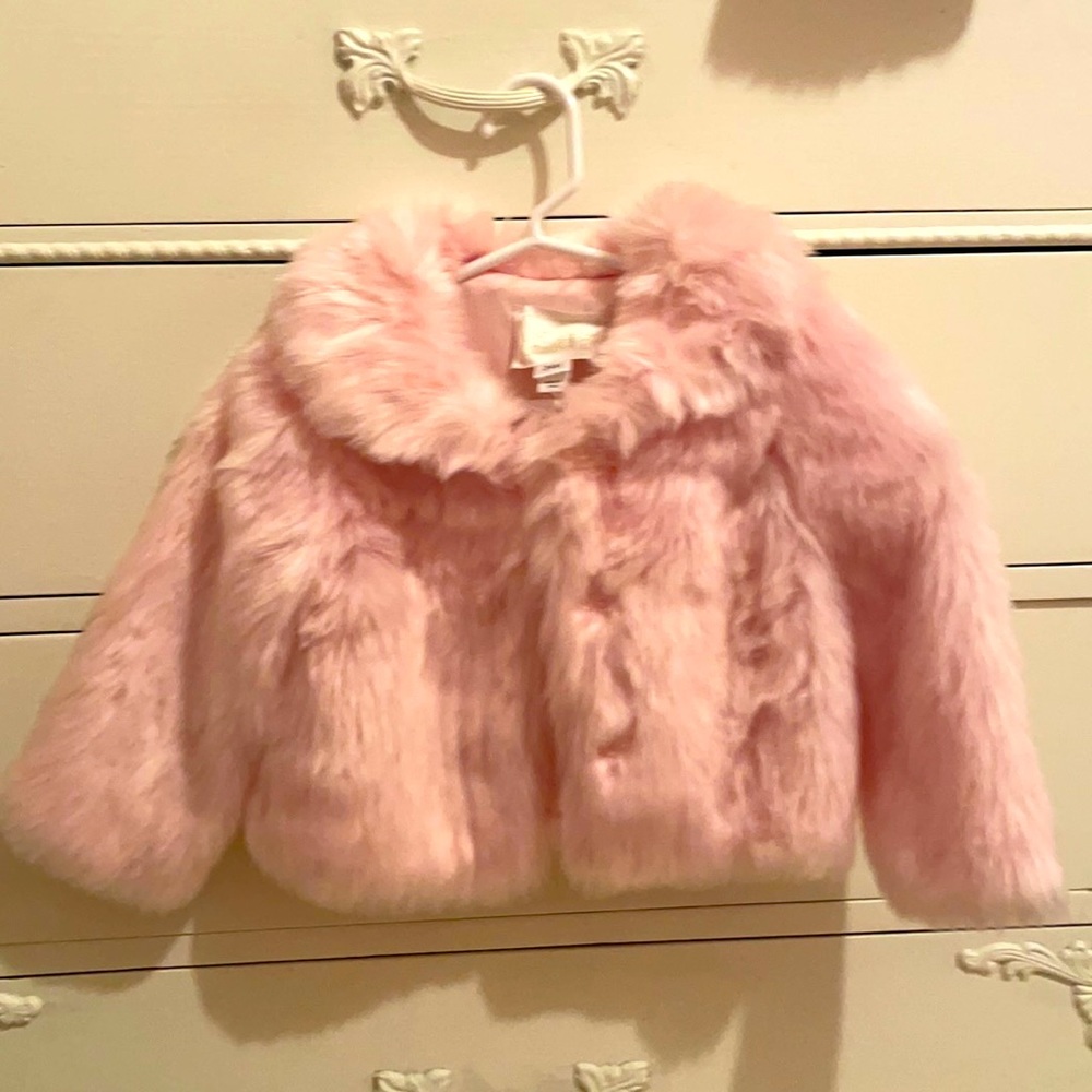 Faux fur pink coat 24mo